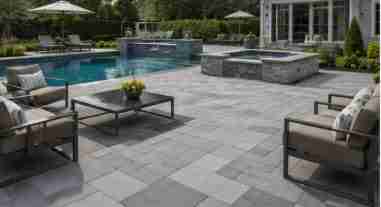Elegant patio with pool and spa