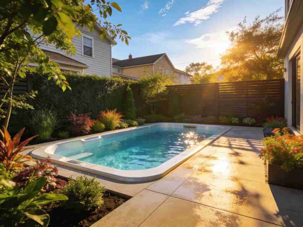 Serene backyard with a sparkling pool